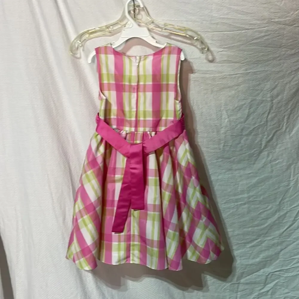 Rare Editions 6 pink green plaid taffeta dress crinoline fluffy lining guc